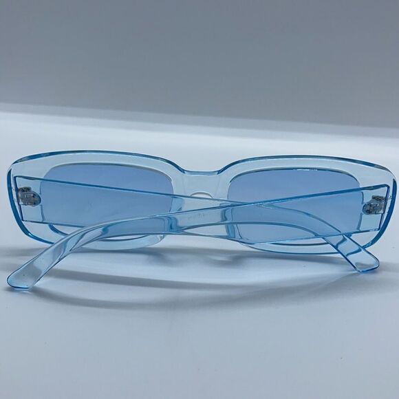 NWT Clear Blue Vintage Rectangle Sunglasses 90s - Picture 8 of 9